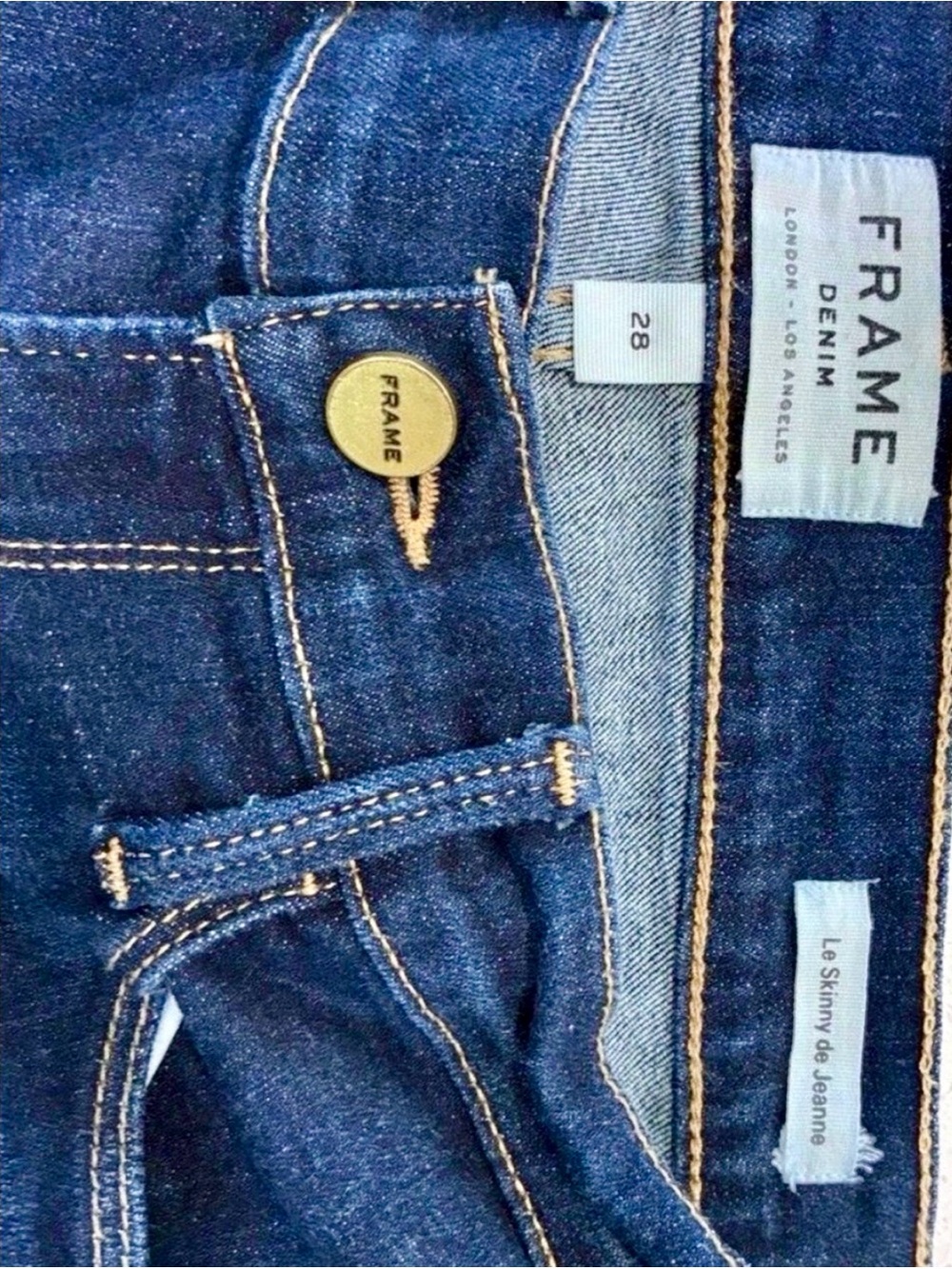 FRAME Le Skinny de Jeanne “Dame” Dark Indigo Wash Skinny Jeans Size 28x27 LNWT - Picture 3 of 12